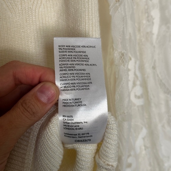 Anthropologie Ivory Lace Sleeve Sweater - Picture 6 of 11